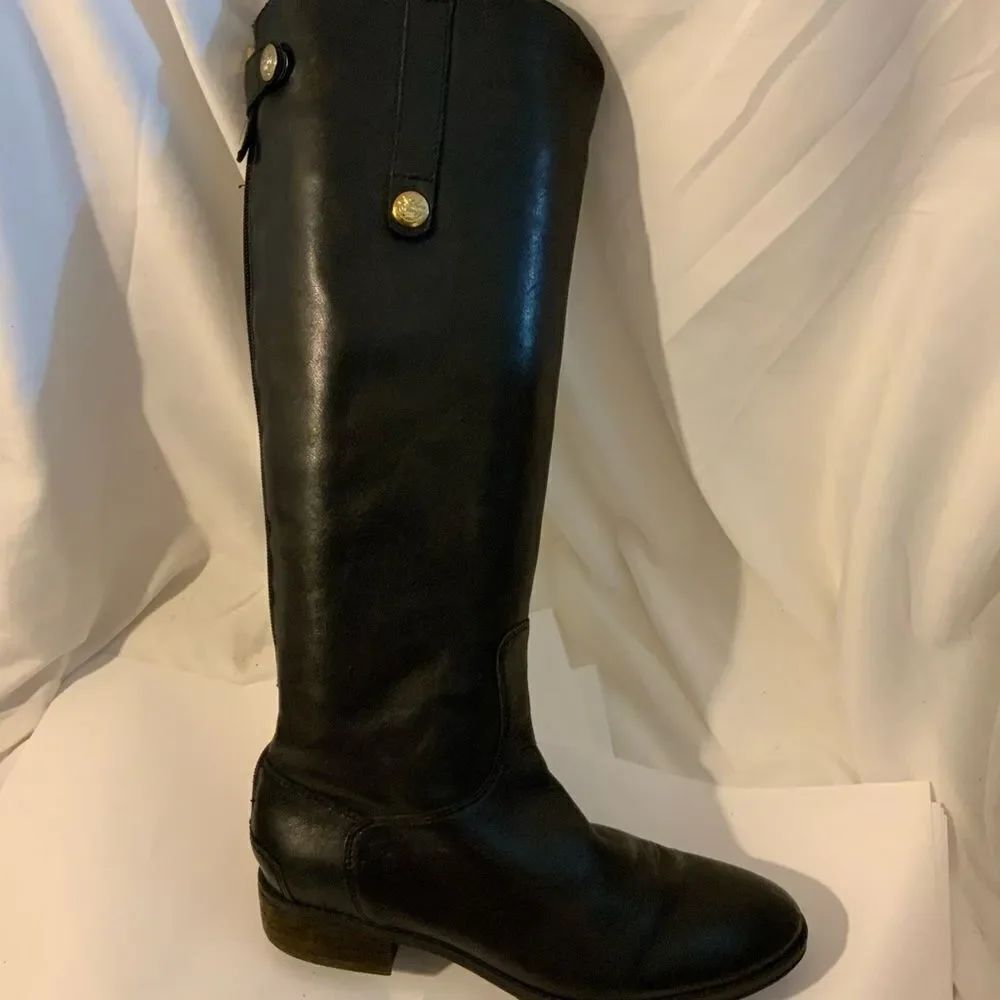 Sam Edelman Womens Penny Black Leather Riding Boots Size 6.5 M